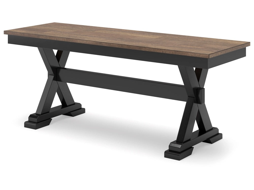 Signature Design by Ashley - Wildenauer Large Dining Room Bench in Brown/Black - D634-00 veiw 3