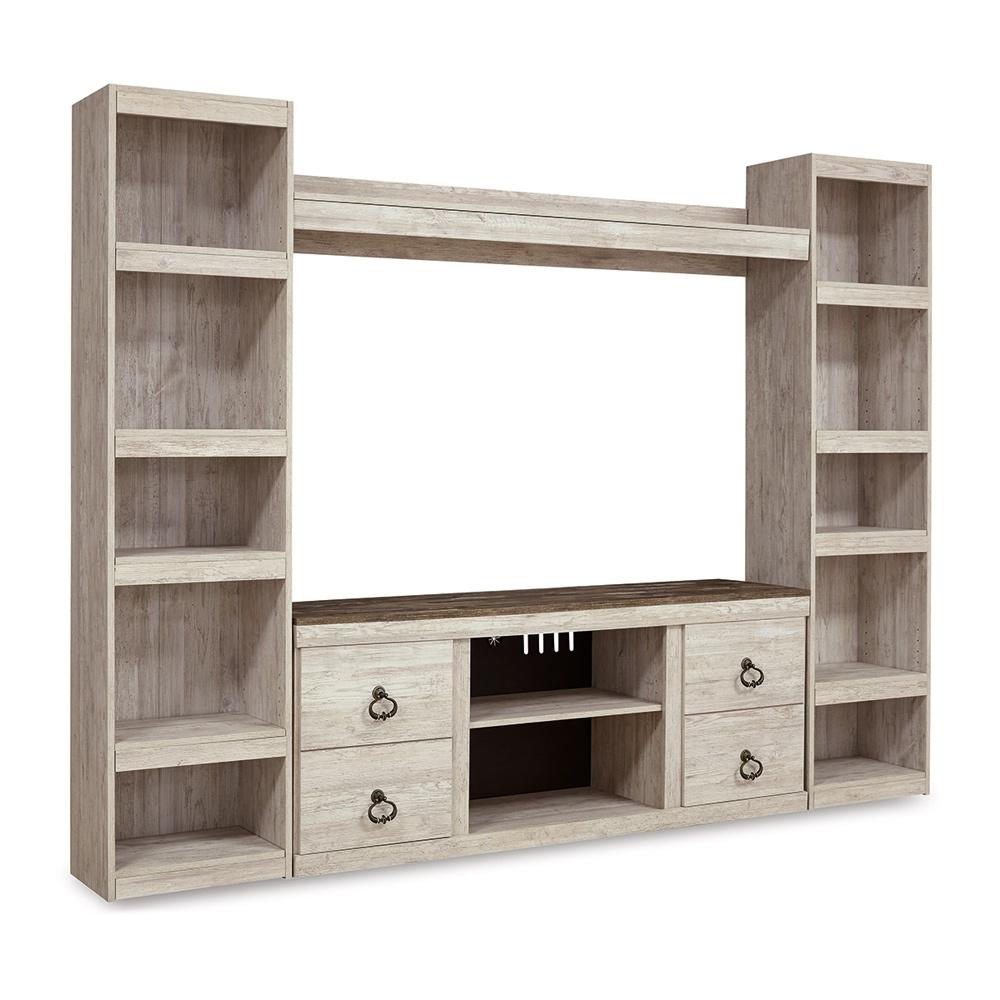 Signature Design by Ashley - Willowton Entertainment Center With 60in TV Stand in Whitewash veiw 1