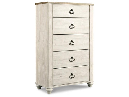 Signature Design by Ashley - Willowton Five Drawer Chest in Whitewash - B267-46 veiw 1