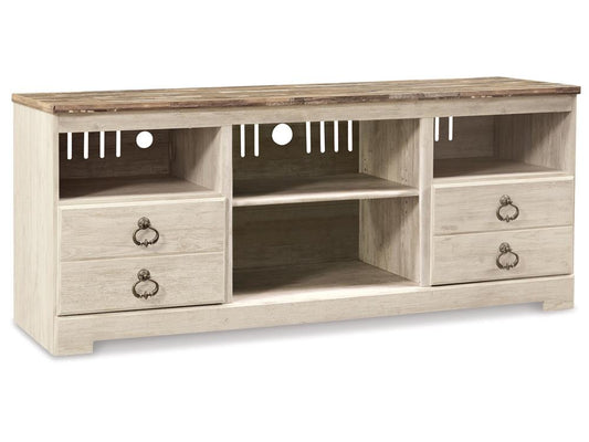 Signature Design by Ashley - Willowton LG TV Stand w/Fireplace Option in Whitewash - W267-68 veiw 1