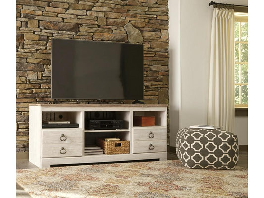 Signature Design by Ashley - Willowton LG TV Stand w/Fireplace Option in Whitewash - W267-68 veiw 2