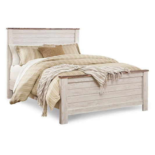 Signature Design by Ashley - Willowton Queen Panel Bed in Whitewash veiw 1