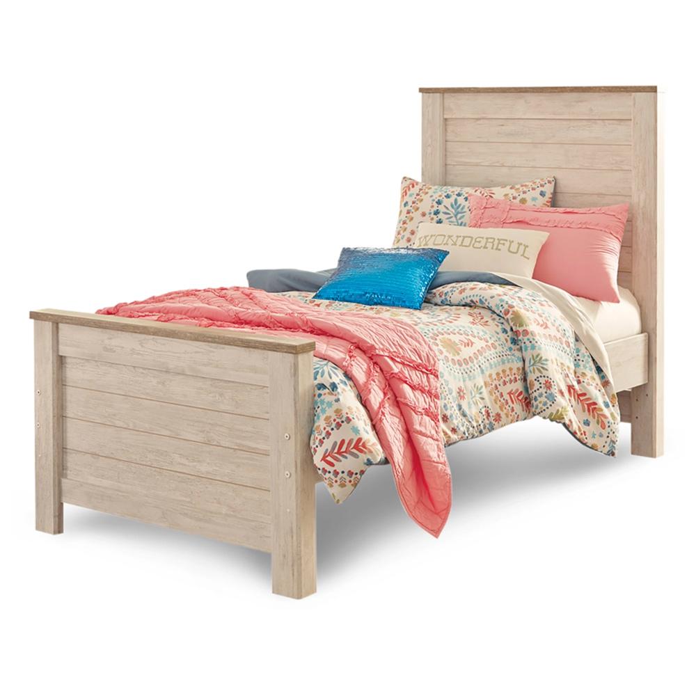 Signature Design by Ashley - Willowton Twin Panel Bed in Whitewash veiw 1