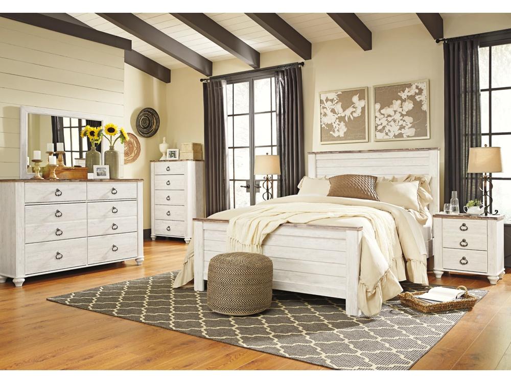 Signature Design by Ashley - Willowton Two Drawer Night Stand in Whitewash - B267-92 veiw 2