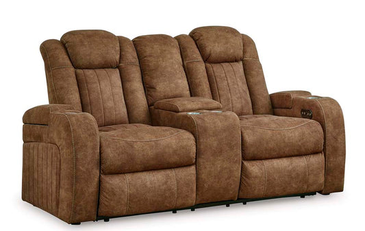 Signature Design by Ashley - Wolfridge Pwr Reclining Loveseat W/Adj Headrest & Console in Brindle - 6070318 veiw 1