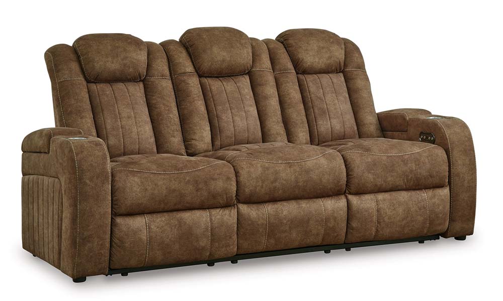 Signature Design by Ashley - Wolfridge Pwr Reclining Sofa W/Adj Headrest & Ddt in Brindle - 6070315 veiw 1