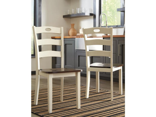 Signature Design by Ashley - Woodanville Dining Room Side Chair (Set Of 2) in White/Brown - D335-01 veiw 2