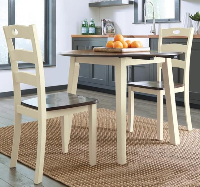 Signature Design by Ashley - Woodanville Dining Table And 2 Chairs in White/Brown veiw 1