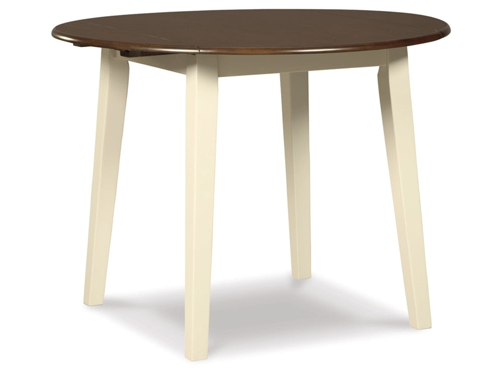 Signature Design by Ashley - Woodanville Round Drm Drop Leaf Table in White/Brown - D335-15 veiw 1