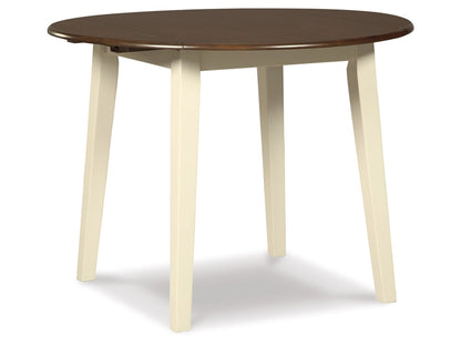 Signature Design by Ashley - Woodanville Round Drm Drop Leaf Table in White/Brown - D335-15 veiw 1