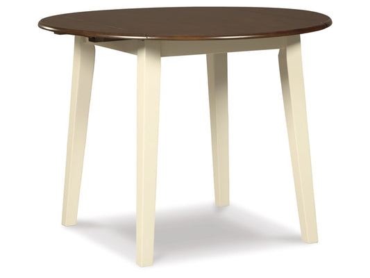 Signature Design by Ashley - Woodanville Round Drm Drop Leaf Table in White/Brown - D335-15 veiw 1
