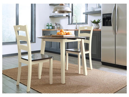 Signature Design by Ashley - Woodanville Round Drm Drop Leaf Table in White/Brown - D335-15 veiw 2