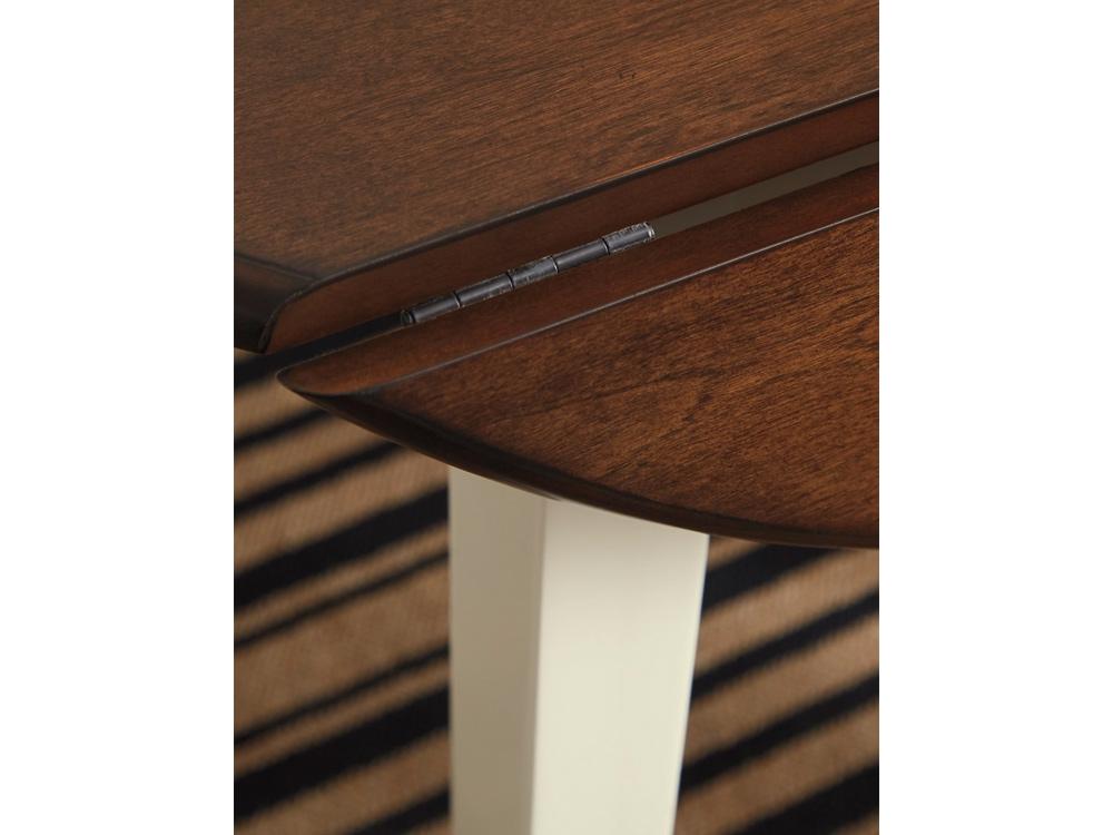 Signature Design by Ashley - Woodanville Round Drm Drop Leaf Table in White/Brown - D335-15 veiw 4