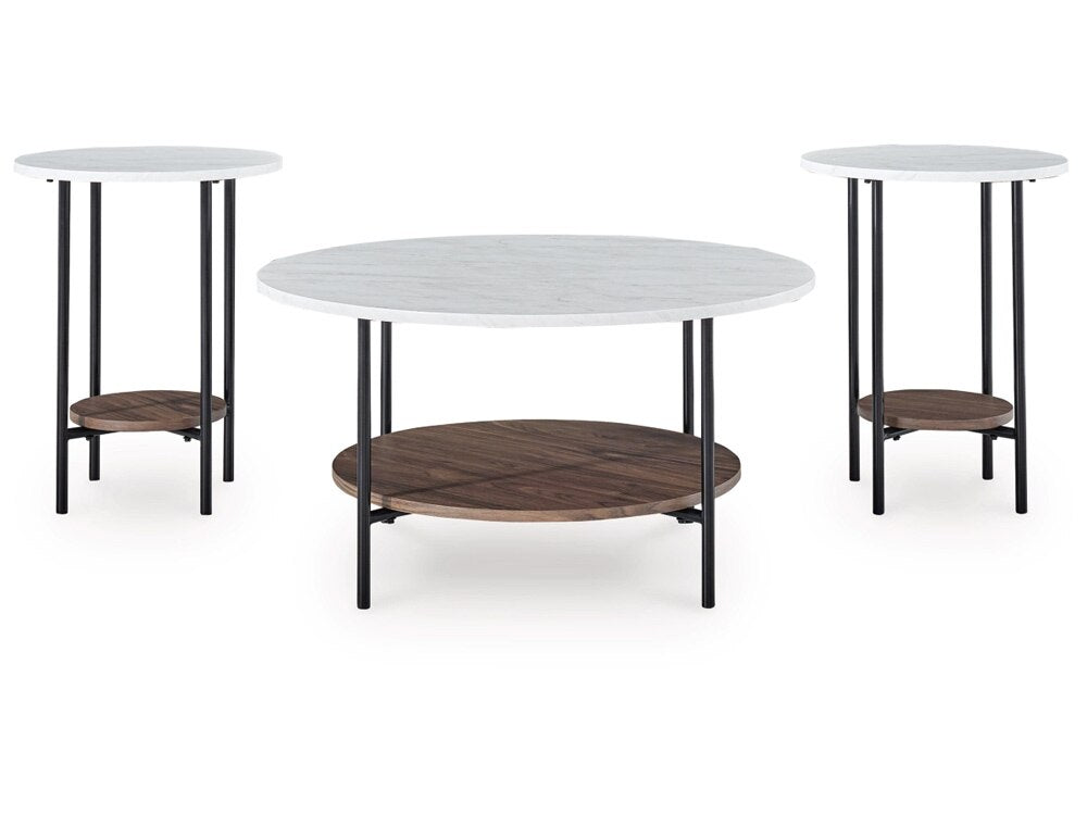 Signature Design by Ashley - Wrenwich Occasional Table Set (Set of 3) in Brown/Black/White - T167-13 veiw 1