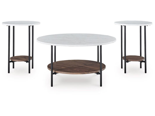 Signature Design by Ashley - Wrenwich Occasional Table Set (Set of 3) in Brown/Black/White - T167-13 veiw 1