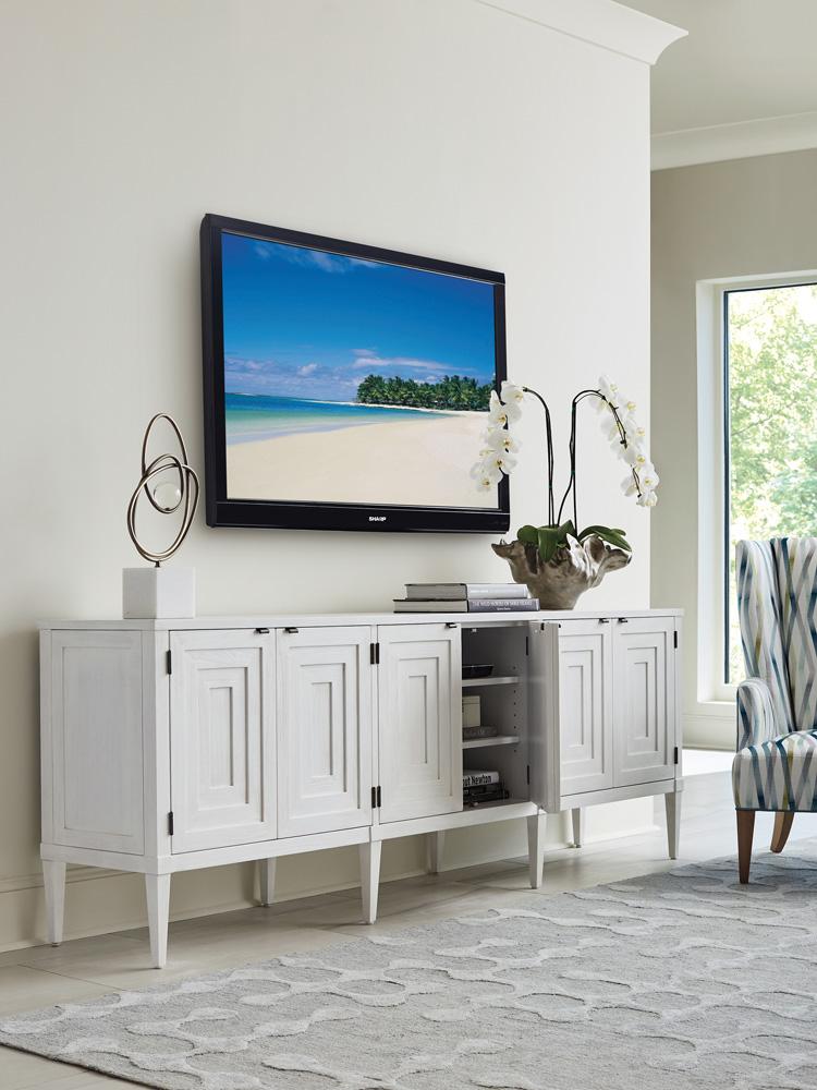 Sligh - Sanibel Clearwater Long Media Console, Creamy White - 320-661 veiw 3