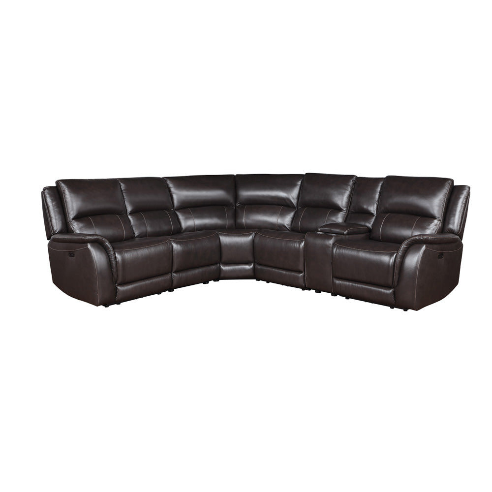 Steve Silver - Alexandria 6-Piece Dual-Power Leather Reclining Sectiona, Chocolate - ALX70629G-6PC-SECT view 1