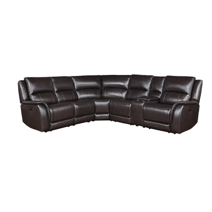 Steve Silver - Alexandria 6-Piece Dual-Power Leather Reclining Sectiona, Chocolate - ALX70629G-6PC-SECT view 1