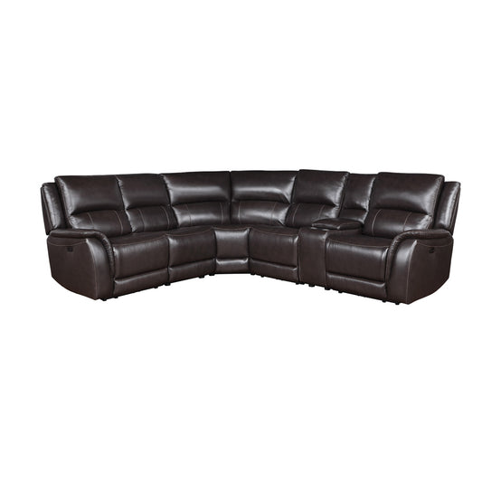 Steve Silver - Alexandria 6-Piece Dual-Power Leather Reclining Sectiona, Chocolate - ALX70629G-6PC-SECT view 1