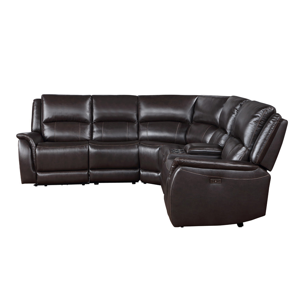 Steve Silver - Alexandria 6-Piece Dual-Power Leather Reclining Sectiona, Chocolate - ALX70629G-6PC-SECT view 2