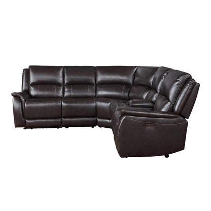 Steve Silver - Alexandria 6-Piece Dual-Power Leather Reclining Sectiona, Chocolate - ALX70629G-6PC-SECT view 2