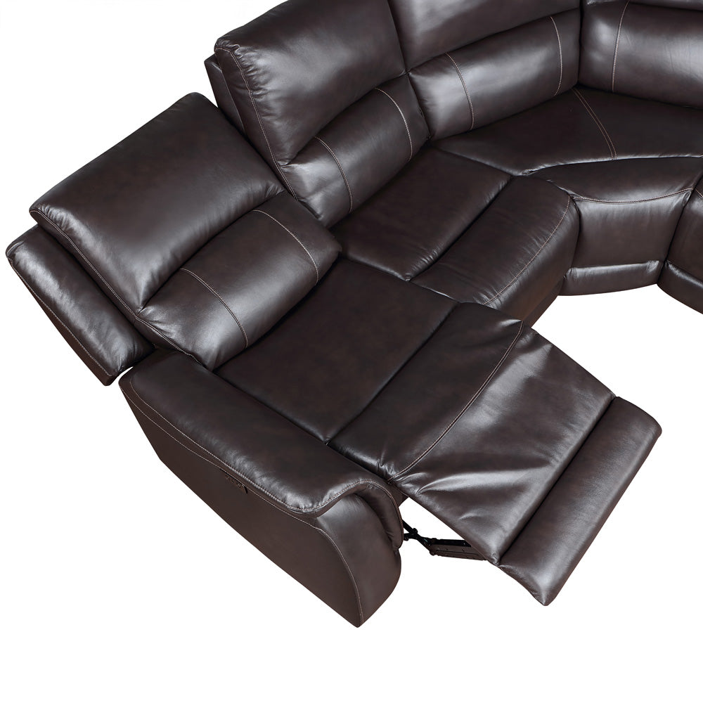 Steve Silver - Alexandria 6-Piece Dual-Power Leather Reclining Sectiona, Chocolate - ALX70629G-6PC-SECT view 4