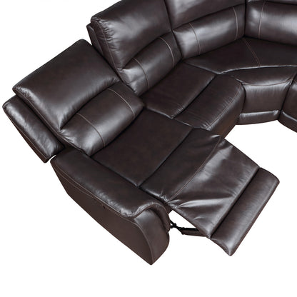 Steve Silver - Alexandria 6-Piece Dual-Power Leather Reclining Sectiona, Chocolate - ALX70629G-6PC-SECT view 4