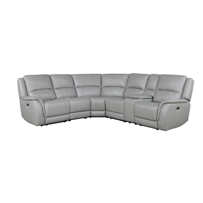 Steve Silver - Alexandria 6-Piece Dual-Power Leather Reclining Sectional, Stone - ALX70629T-6PC view 1