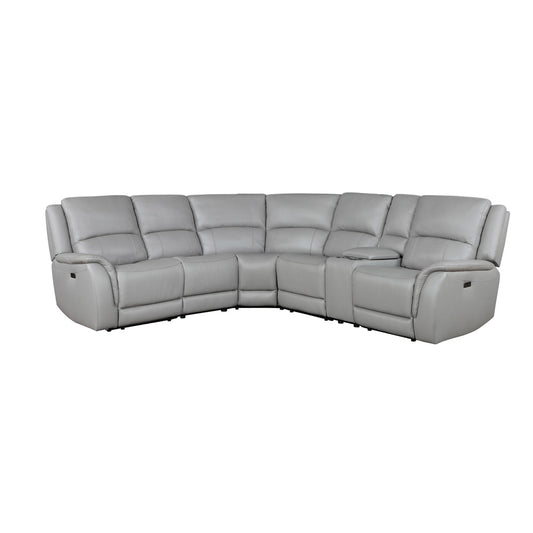 Steve Silver - Alexandria 6-Piece Dual-Power Leather Reclining Sectional, Stone - ALX70629T-6PC view 1