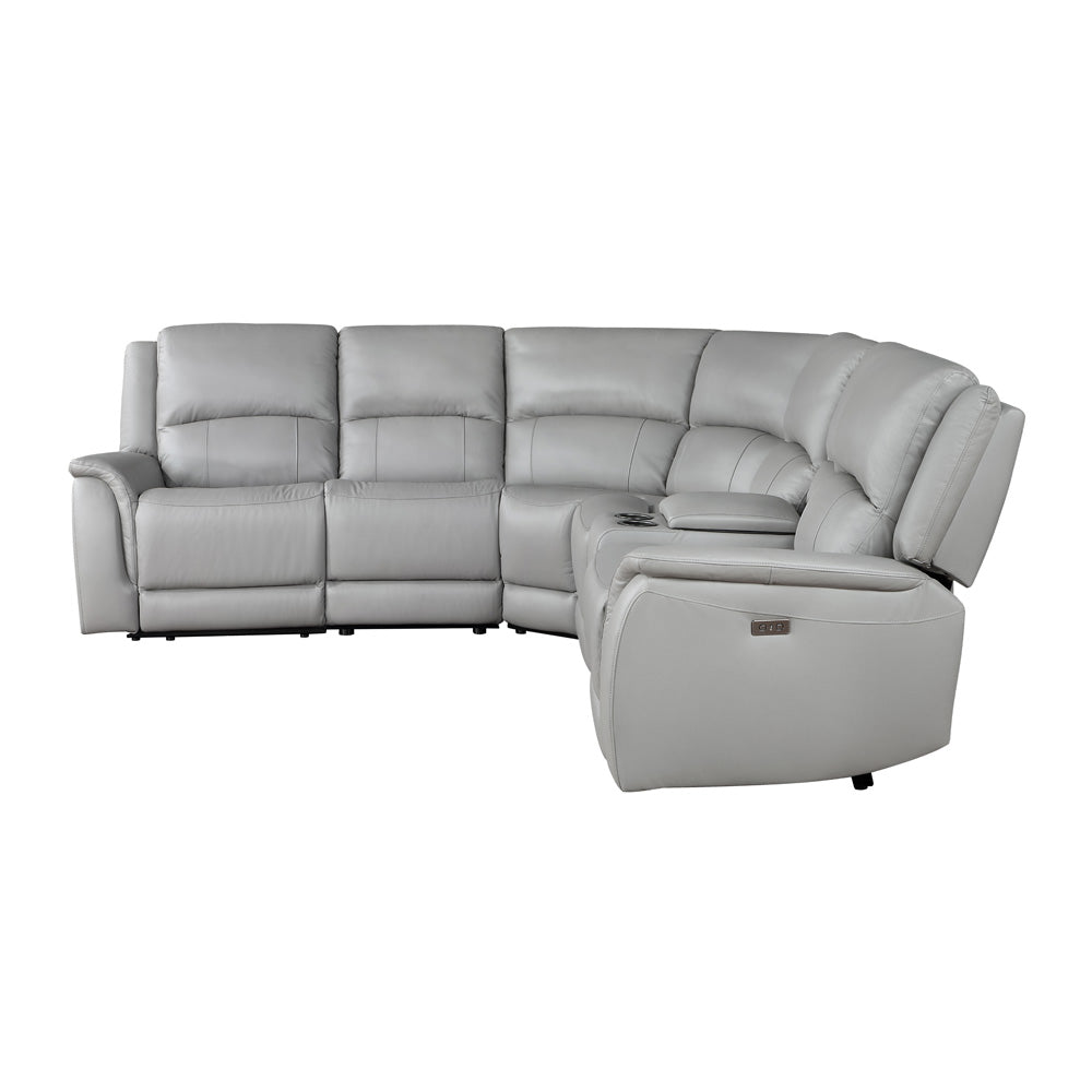 Steve Silver - Alexandria 6-Piece Dual-Power Leather Reclining Sectional, Stone - ALX70629T-6PC view 2