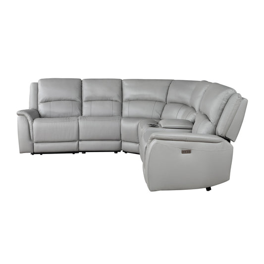 Steve Silver - Alexandria 6-Piece Dual-Power Leather Reclining Sectional, Stone - ALX70629T-6PC view 2
