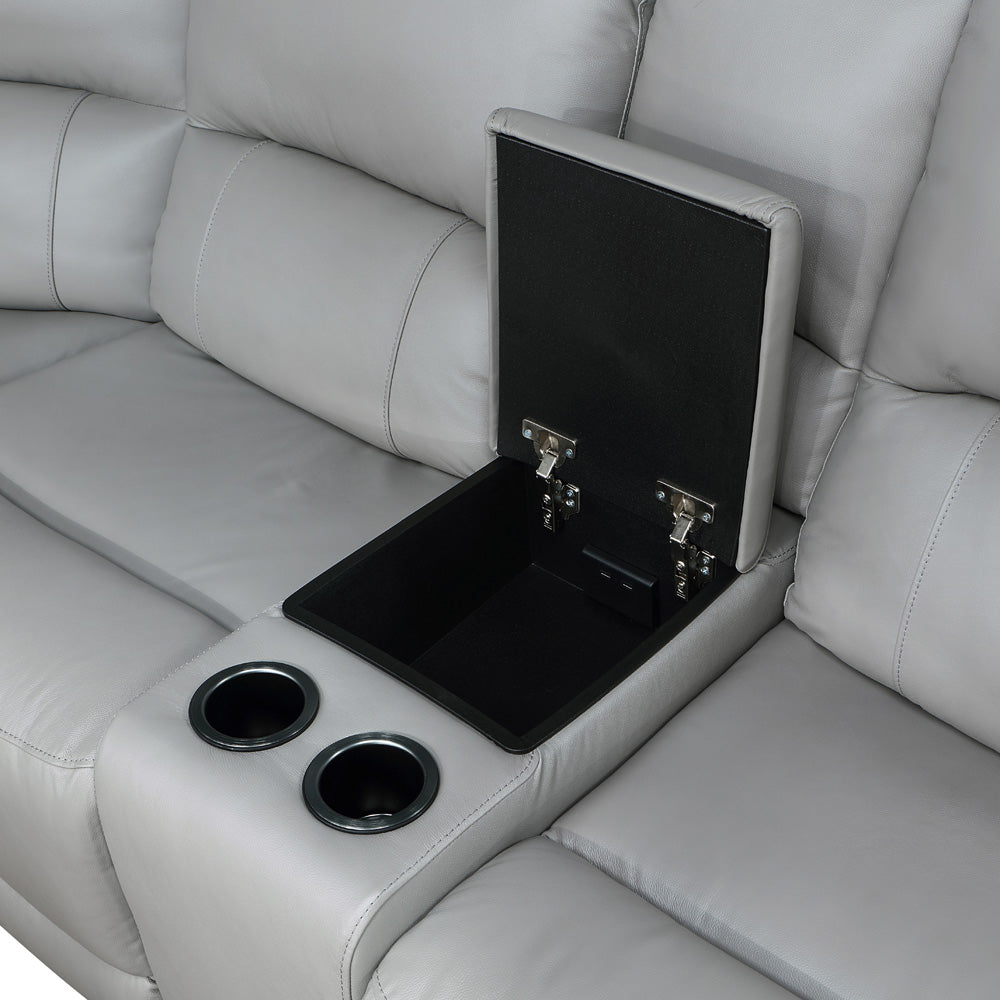 Steve Silver - Alexandria 6-Piece Dual-Power Leather Reclining Sectional, Stone - ALX70629T-6PC view 3