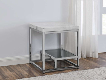Steve Silver - Aston White Marble Top End Table - AS200WE veiw 4
