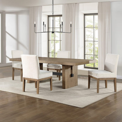 Steve Silver - Aubrey 5-Piece 78-96" Dining Table with 4 Upholstered Parsons Chairs, Brown - ABR500N-4US-D5PC view 1