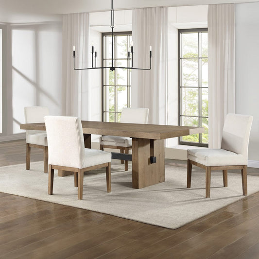 Steve Silver - Aubrey 5-Piece 78-96" Dining Table with 4 Upholstered Parsons Chairs, Brown - ABR500N-4US-D5PC view 1