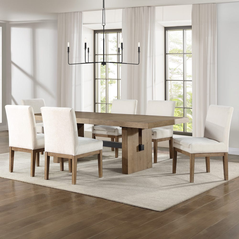 Steve Silver - Aubrey 7-Piece 78-96" Dining Table Set with 6 Upholstered Parsons Chairs, Brown - ABR500N-6US-D7PC view 1