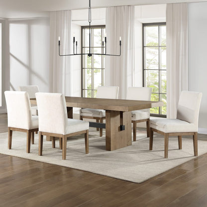 Steve Silver - Aubrey 7-Piece 78-96" Dining Table Set with 6 Upholstered Parsons Chairs, Brown - ABR500N-6US-D7PC view 1