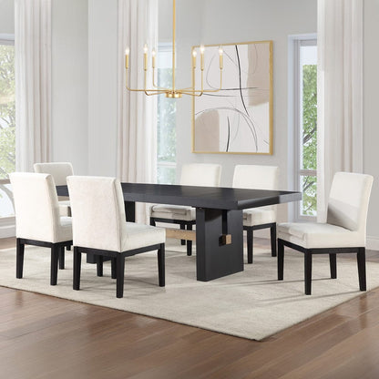 Steve Silver - Aubrey 7-Piece Upholstered Parsons Chair Dining Set, Black - ABR500K-6US-D7PC view 1