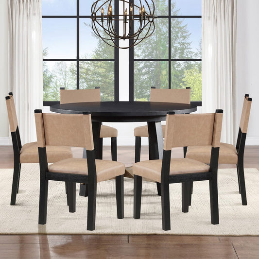 Steve Silver - Aubrey Black 7-Piece Round Dining Set - ABR5454K-D7PC view 1