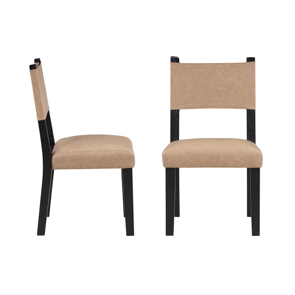 Steve Silver - Aubrey Side Chair, Black Finish with Camel Vegan Leather (Set of 2) - ABR500KS view 1