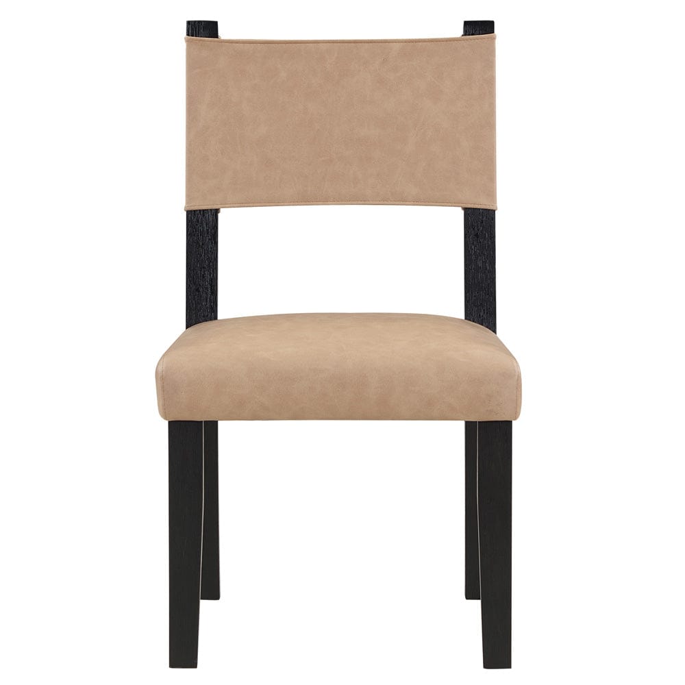 Steve Silver - Aubrey Side Chair, Black Finish with Camel Vegan Leather (Set of 2) - ABR500KS view 2