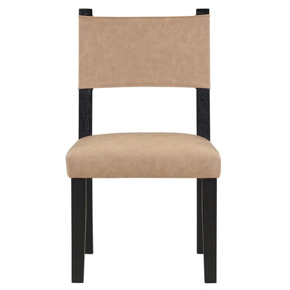 Steve Silver - Aubrey Side Chair, Black Finish with Camel Vegan Leather (Set of 2) - ABR500KS view 2
