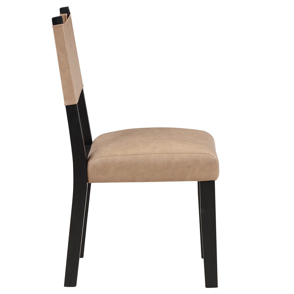 Steve Silver - Aubrey Side Chair, Black Finish with Camel Vegan Leather (Set of 2) - ABR500KS view 4