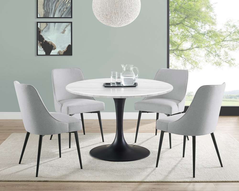 Steve Silver - Colfax 5PC White Top and Black Base Dining Set With Stone Chair - CF450WMTKDB-D5PC-S veiw 1