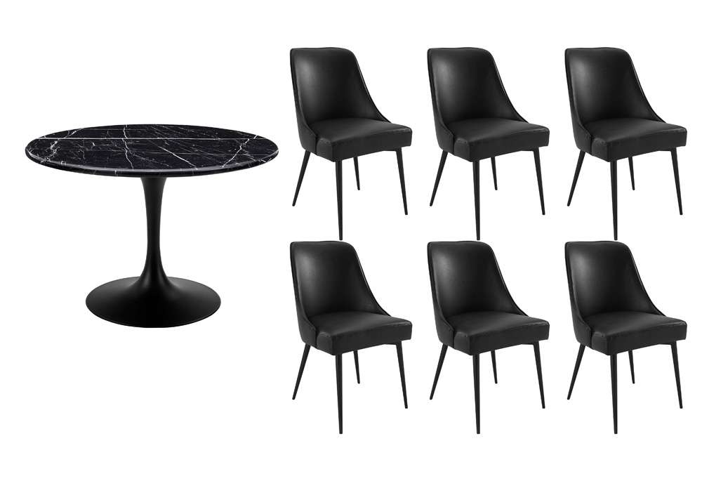 Steve Silver - Colfax 7PC Black Top and Black Base Dining Set With Black Chair - CF450KDBMT-D7PC-B veiw 1