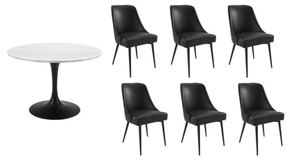 Steve Silver - Colfax 7PC White Top and Black Base Dining Set With Black Chair - CF450WMTKDB-D7PC-B veiw 1