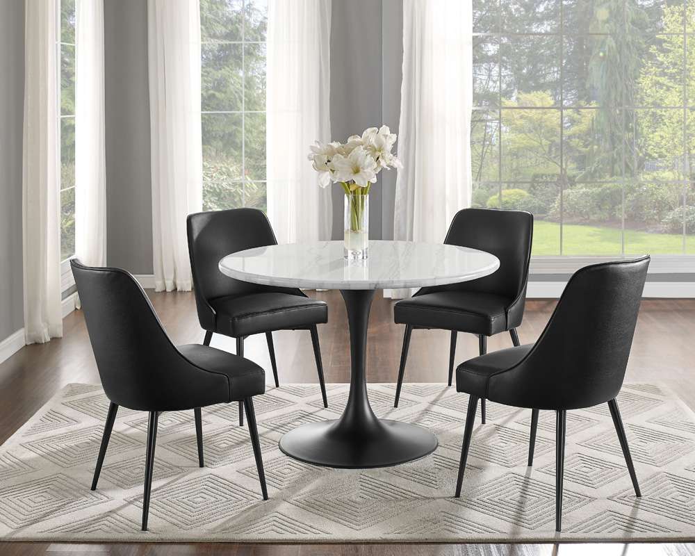 Steve Silver - Colfax 7PC White Top and Black Base Dining Set With Black Chair - CF450WMTKDB-D7PC-B veiw 4