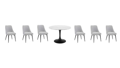 Steve Silver - Colfax 7PC White Top and Black Base Dining Set - Stone Chair - CF450WMTKDB-D7PC-S veiw 1