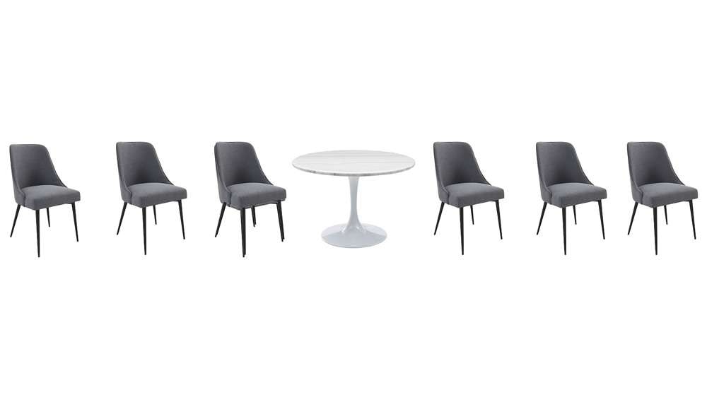 Steve Silver - Colfax 7PC White Top and White Base Dining Set - Charcoal Chair - CF450WDBMT-D7PC-C veiw 1