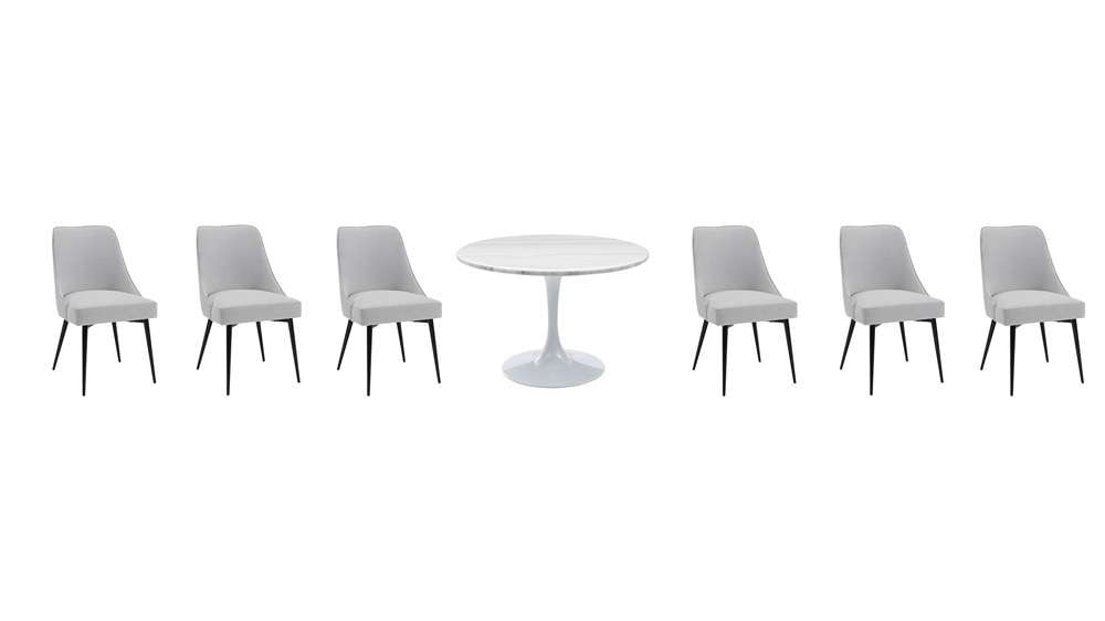 Steve Silver - Colfax 7PC White Top and White Base Dining Set - Stone Chair - CF450WDBMT-D7PC-S veiw 1